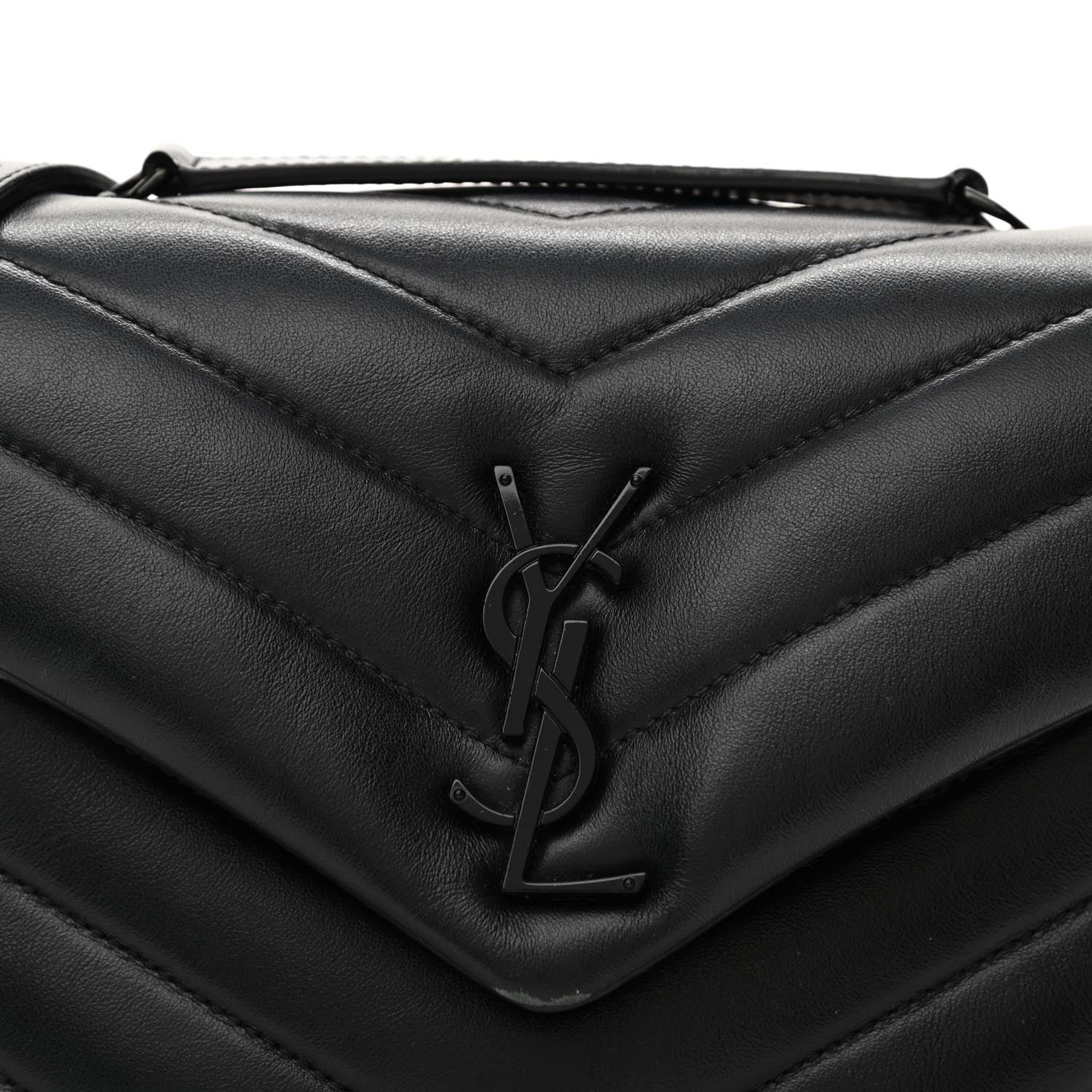 Saint Laurent Calfskin Y Quilted Monogram Monochrome Small Loulou Chain Satchel Black 9 of 15