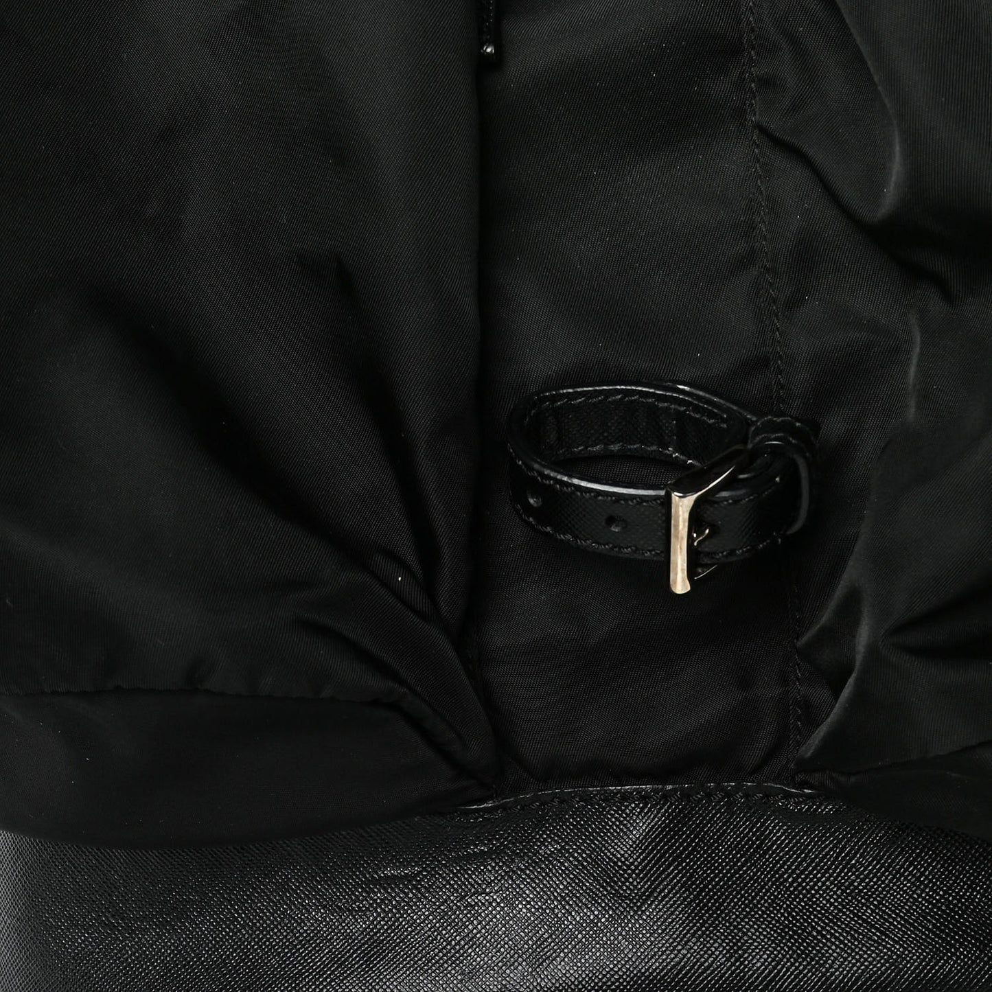 Technical Nylon Saffiano Double Buckle Backpack Black