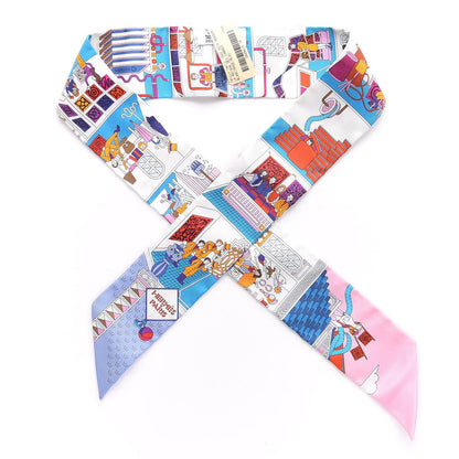 Hermes Silk La Maizeon des Carres Twilly White Rose Bleu 1 of 5