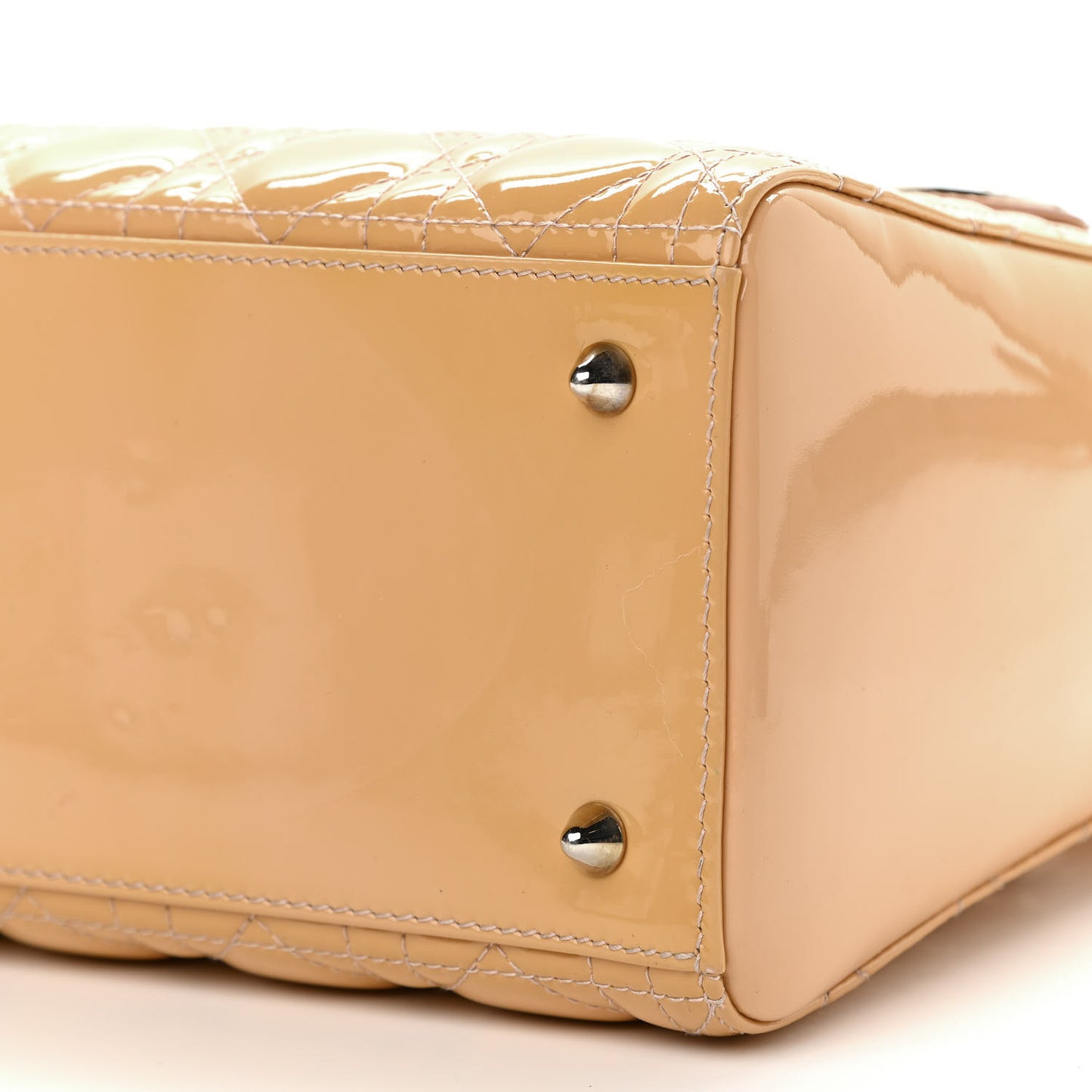 Patent Cannage Medium Lady Dior Beige