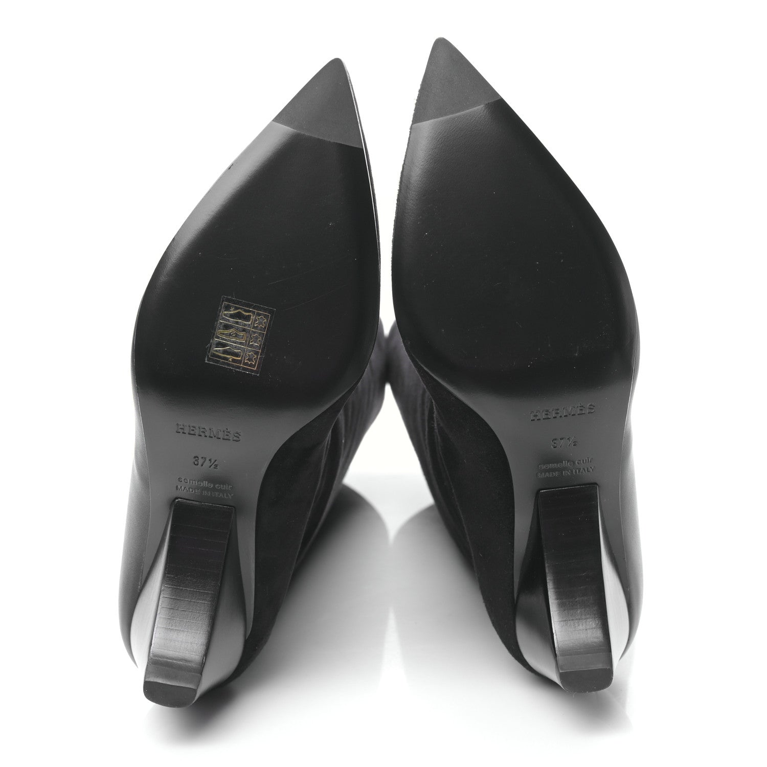 Hermes Suede Goatskin Calfskin Hilona 55 Ankle Boots 37.5 Black 5 of 7