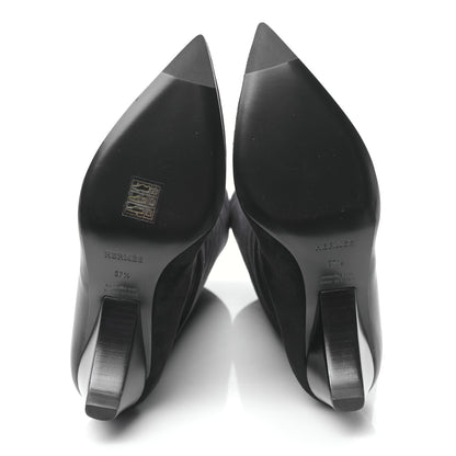 Hermes Suede Goatskin Calfskin Hilona 55 Ankle Boots 37.5 Black 5 of 7