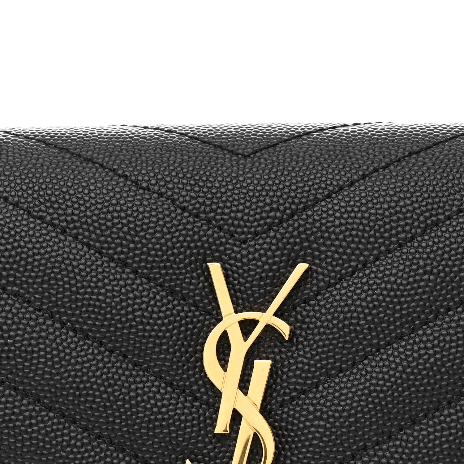 Saint Laurent Grain De Poudre Matelasse Chevron Monogram Envelope Chain Wallet Black 9 of 12