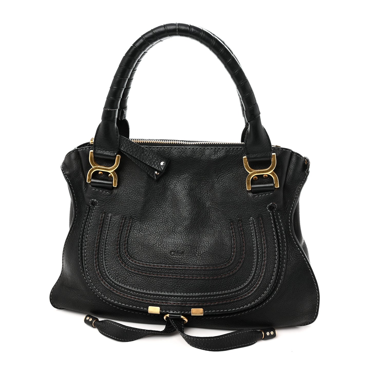 Calfskin Medium Marcie Satchel Black
