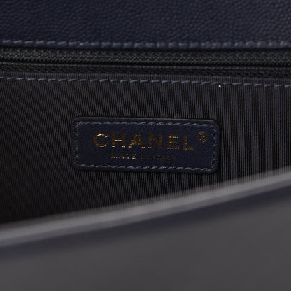 Chanel Caviar Quilted New Medium Boy Flap Dark Navy Blue 8 of 11