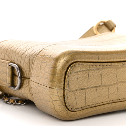 Chanel Metallic Calfskin Crocodile Embossed Cocodile Small Gabrielle Hobo Gold 8 of 9