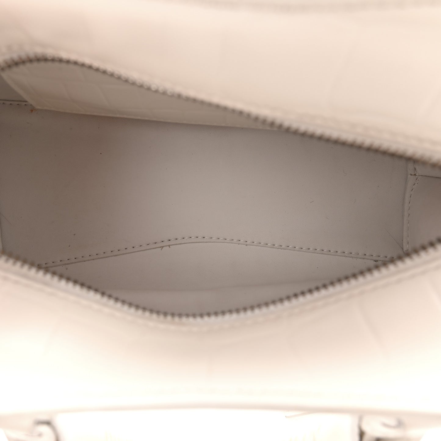 Extra Supple Calfskin Crocodile Embossed Neo Classic Silver Hardware Super Mini City White