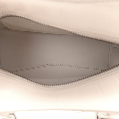 Balenciaga Extra Supple Calfskin Crocodile Embossed Neo Classic Silver Hardware Super Mini City White 5 of 11