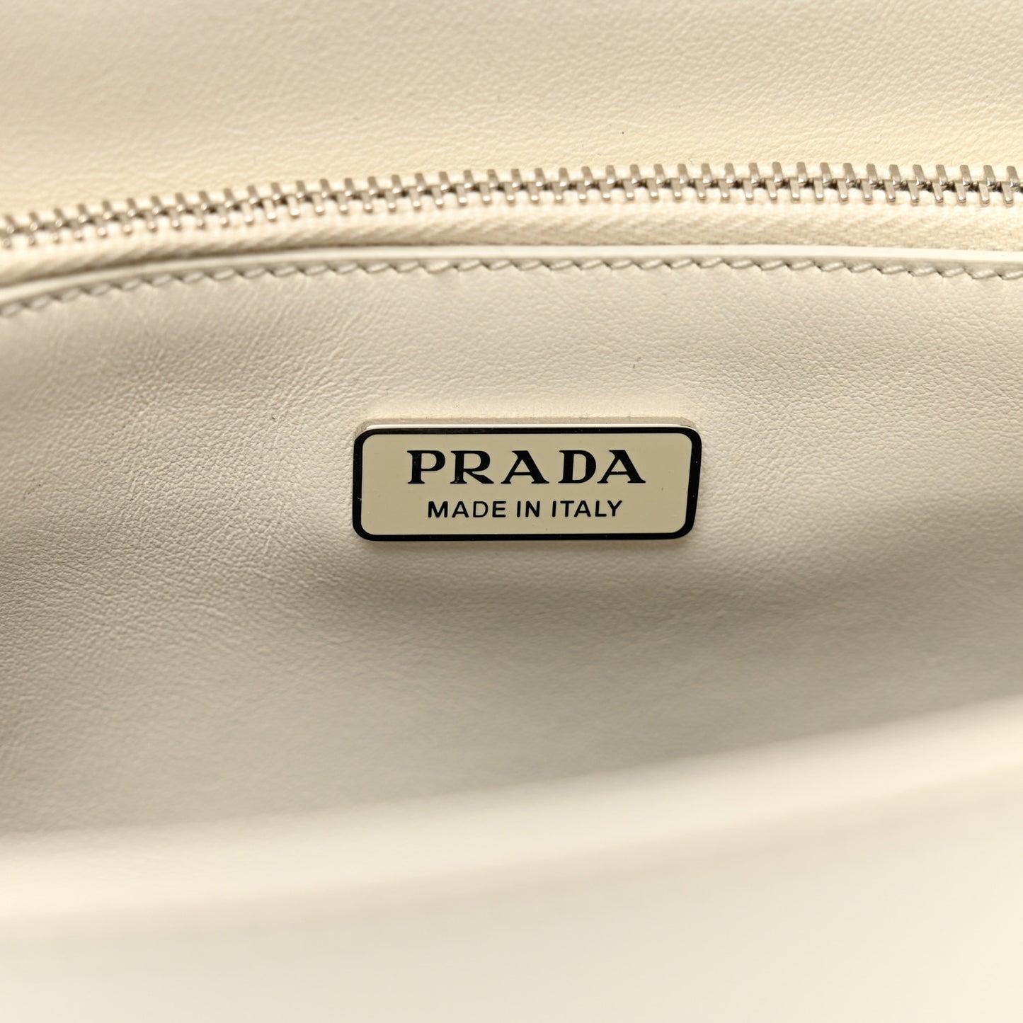 Spazzolato Metal Triangle Logo Double Handle Crossbody Tote White