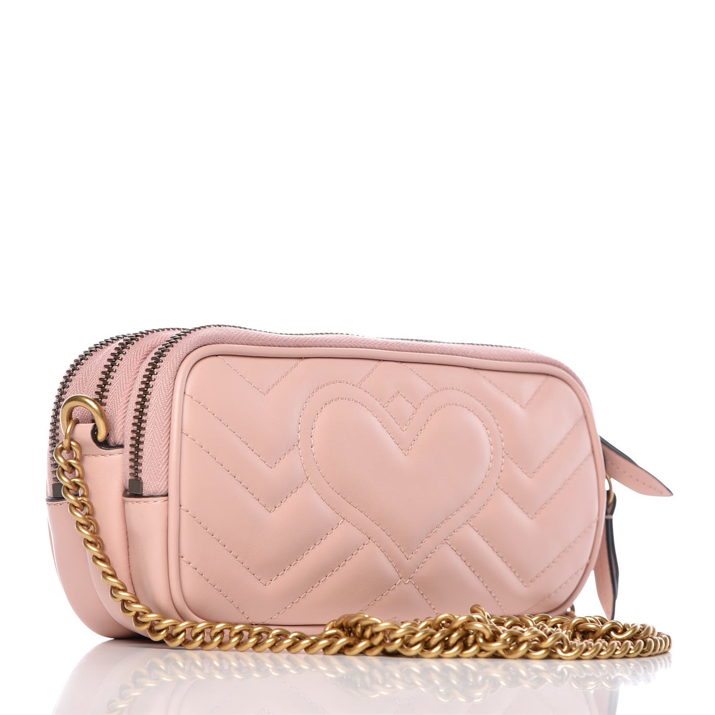 Calfskin Matelasse Mini GG Marmont Chain Crossbody Bag Perfect Pink