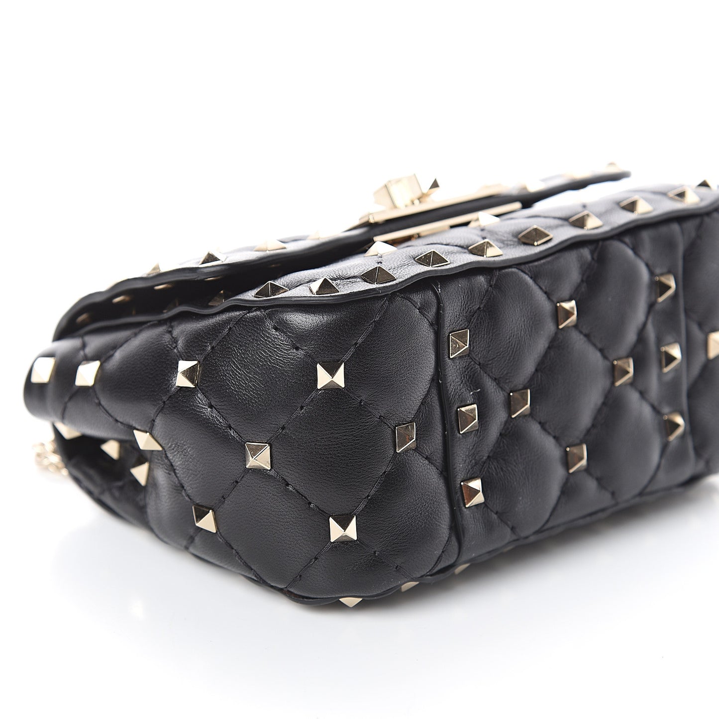 Nappa Micro Rockstud Spike Shoulder Bag Black