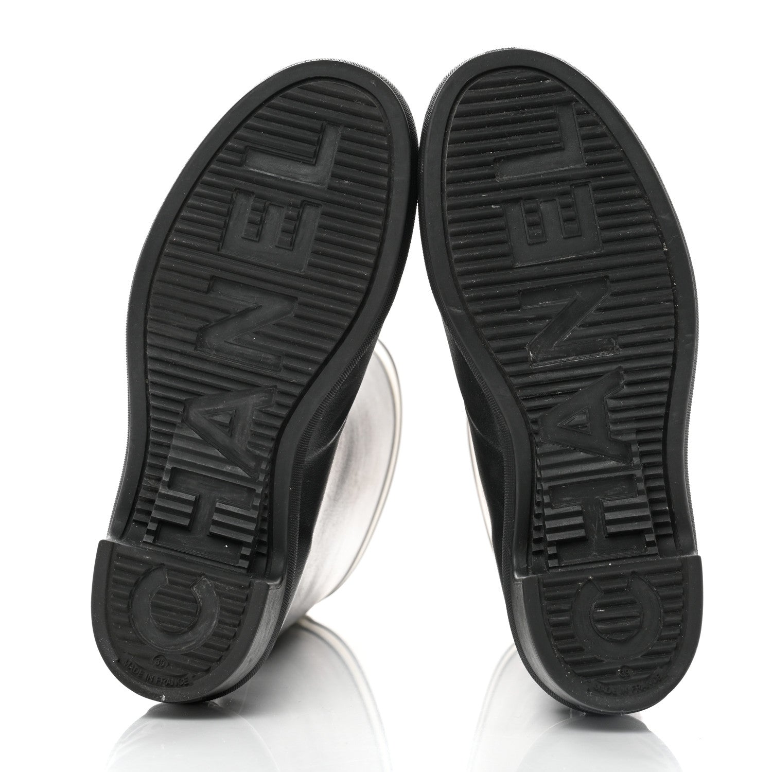 Chanel Rubber Logo Rain Boots 39 Black White 6 of 6
