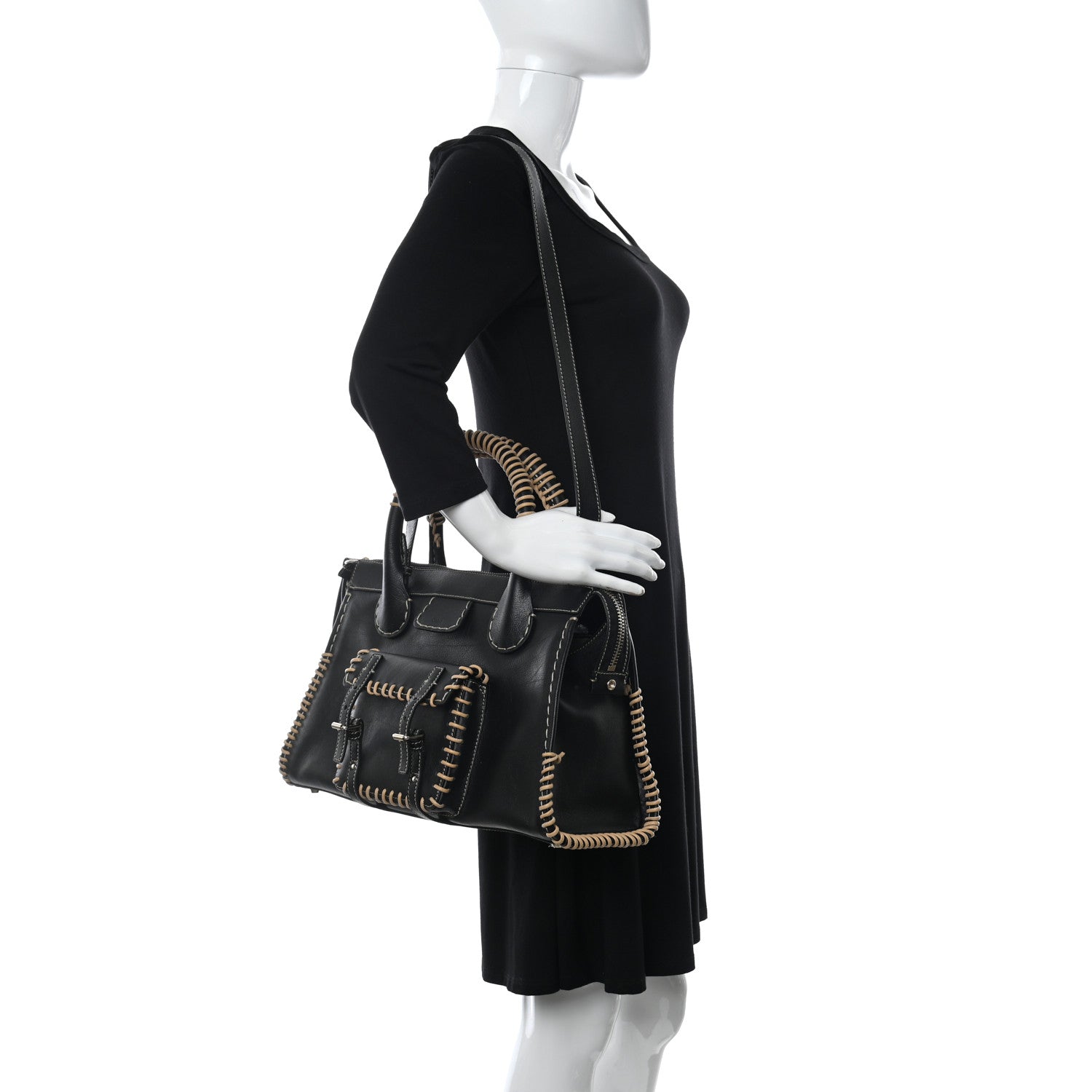 Chloe Calfskin Braided Medium Edith Black 2 of 9