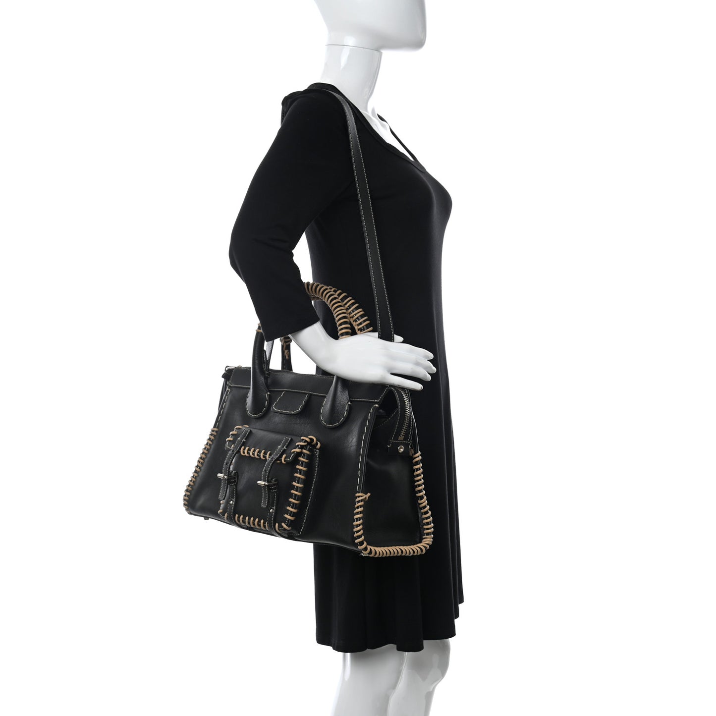 Calfskin Braided Medium Edith Black