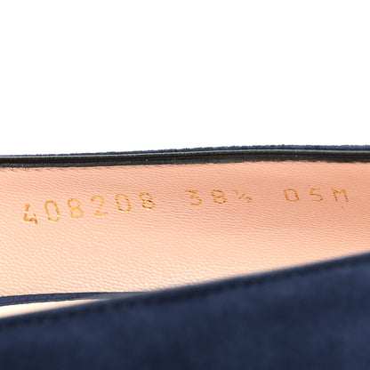 Gucci Kid Scamosciato GG Marmont Fringe 50mm Loafer Pumps 38.5 Blue Ink 8 of 9