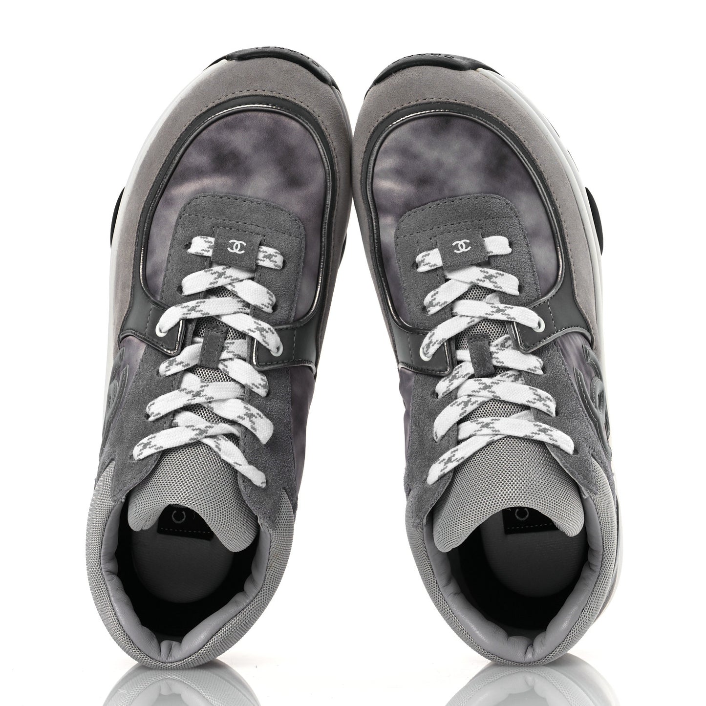 Fabric Suede Calfskin CC Sneakers 40 Dark Grey Grey