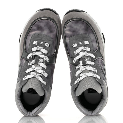 Chanel Fabric Suede Calfskin CC Sneakers 40 Dark Grey Grey 2 of 11