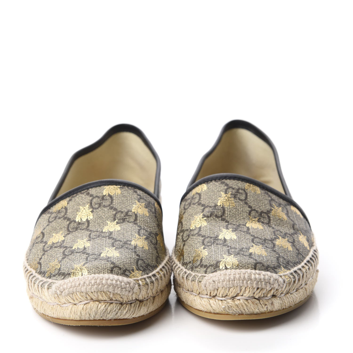 Gucci GG Supreme Monogram Bees Espadrille Flats 36.5 Beige Ebony Oro Black 2 of 11