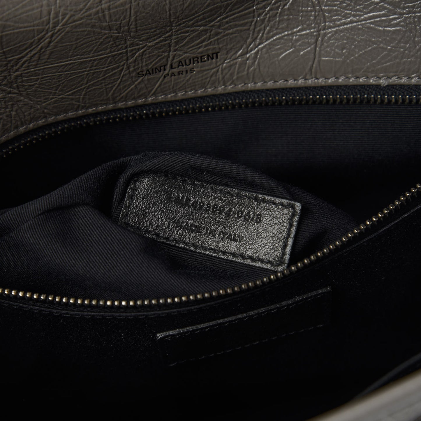 Crinkled Calfskin Matelasse Monogram Medium Niki Chain Satchel Fog