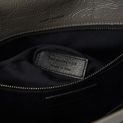 Saint Laurent Crinkled Calfskin Matelasse Monogram Medium Niki Chain Satchel Fog 9 of 10