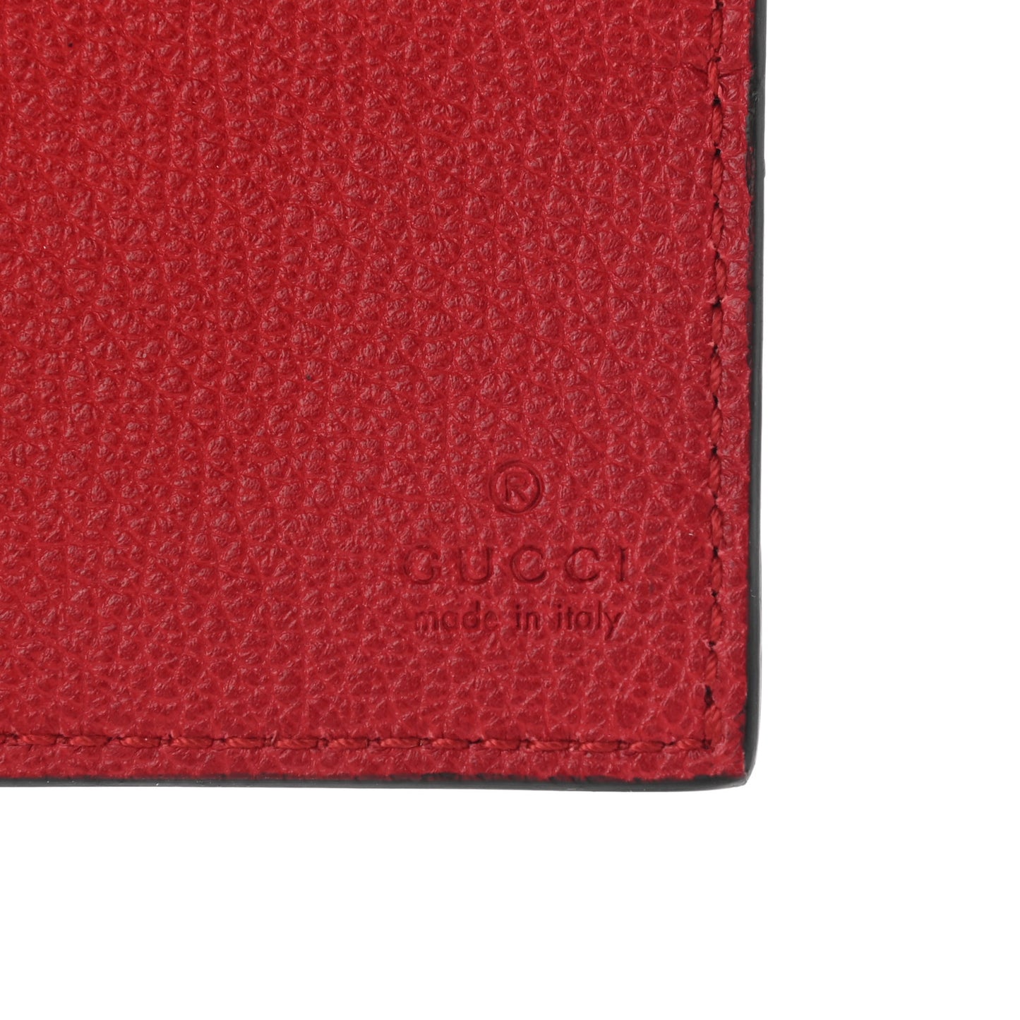 Calfskin Logo Bi-Fold Short Wallet Red