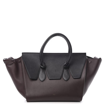 Celine Smooth Calfskin Large Bi-Color Tie Knot Tote Black Burgundy 3 of 21