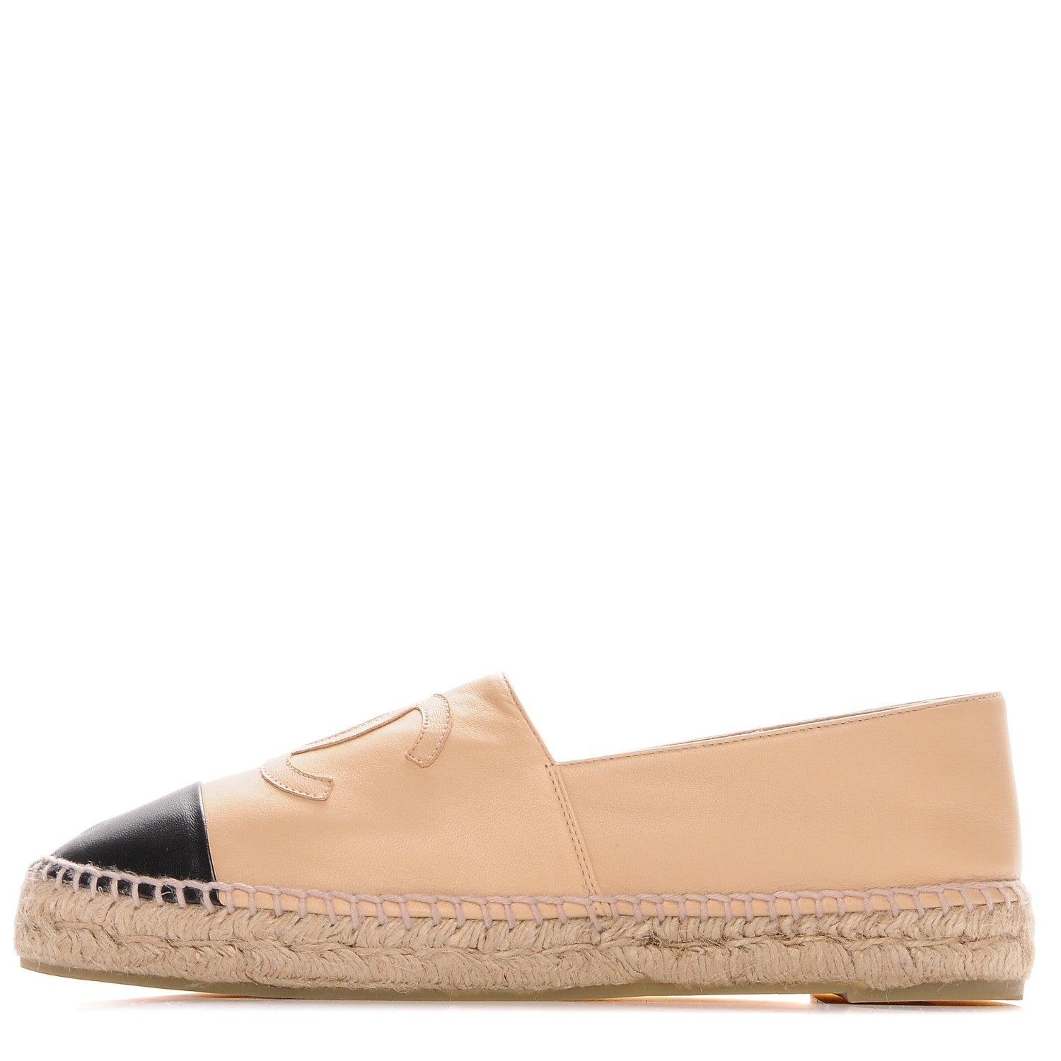 Chanel Lambskin CC Espadrilles 40 Beige Black 1 of 10