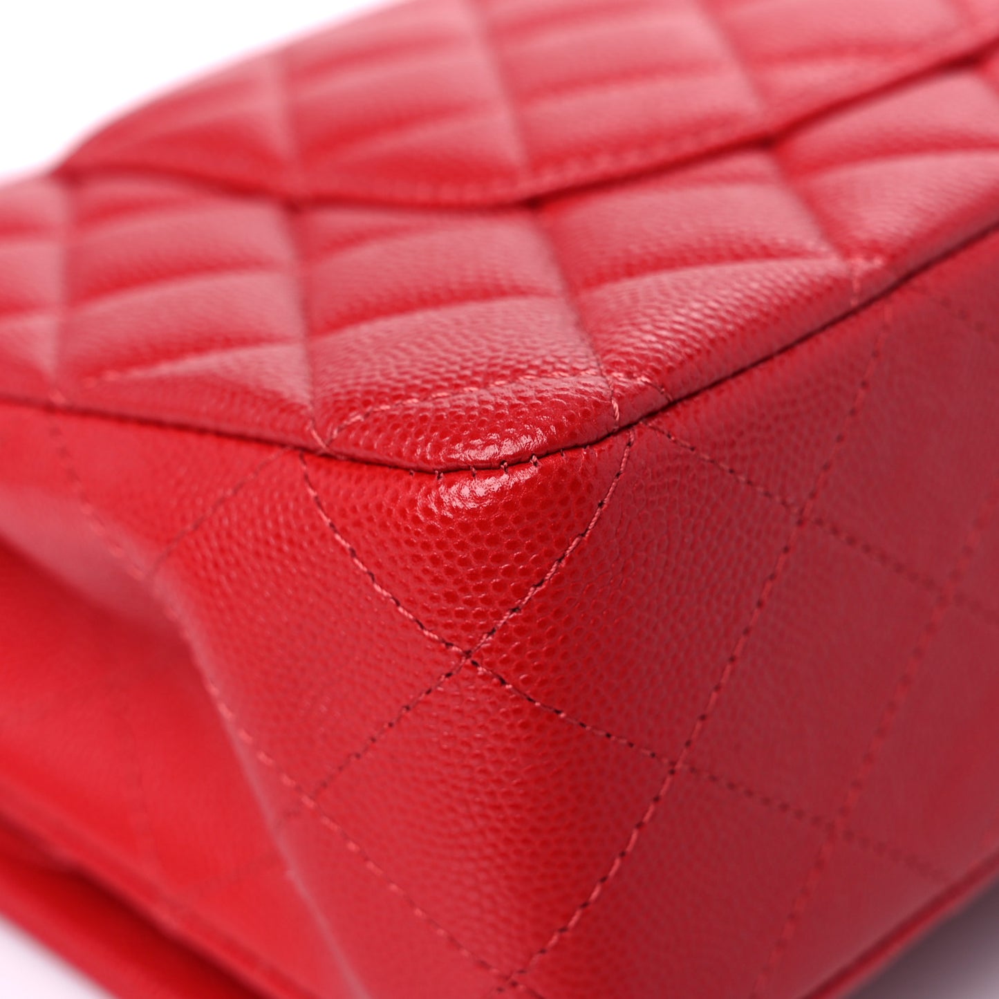 Caviar Quilted Medium Double Flap Red