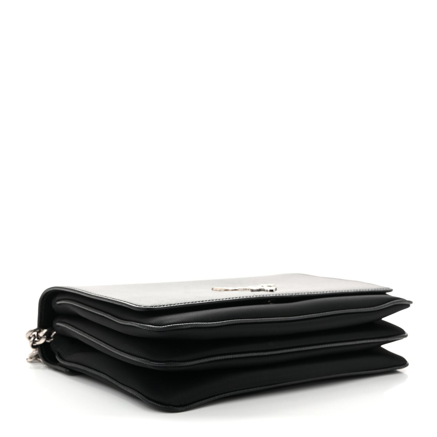 Saffiano Tessuto Nylon Chain Shoulder Bag Black