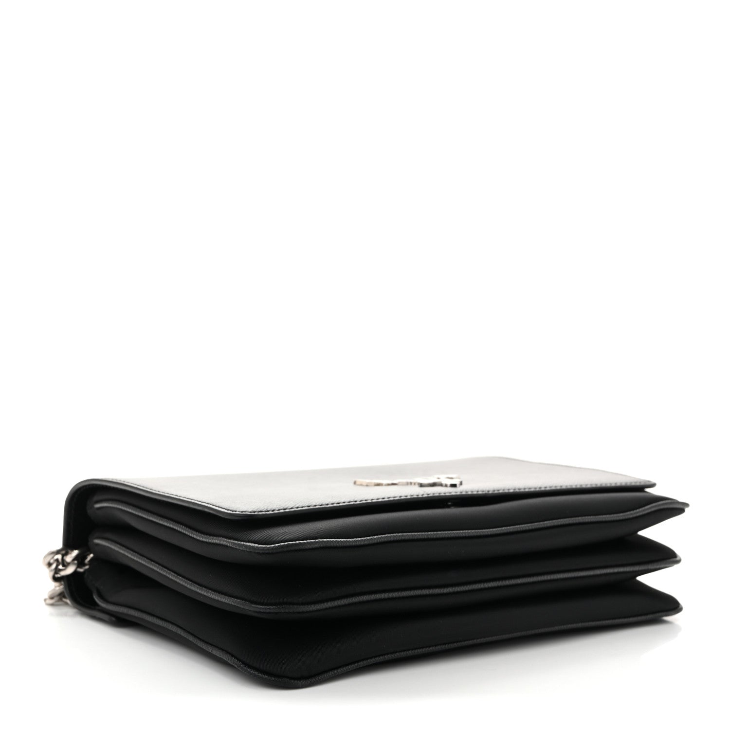 Prada Saffiano Tessuto Nylon Chain Shoulder Bag Black 4 of 11