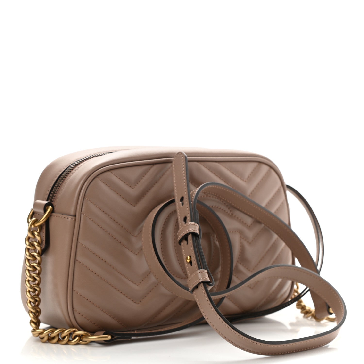 Gucci Calfskin Matelasse Small GG Marmont Chain Shoulder Bag Porcelain Rose 3 of 11