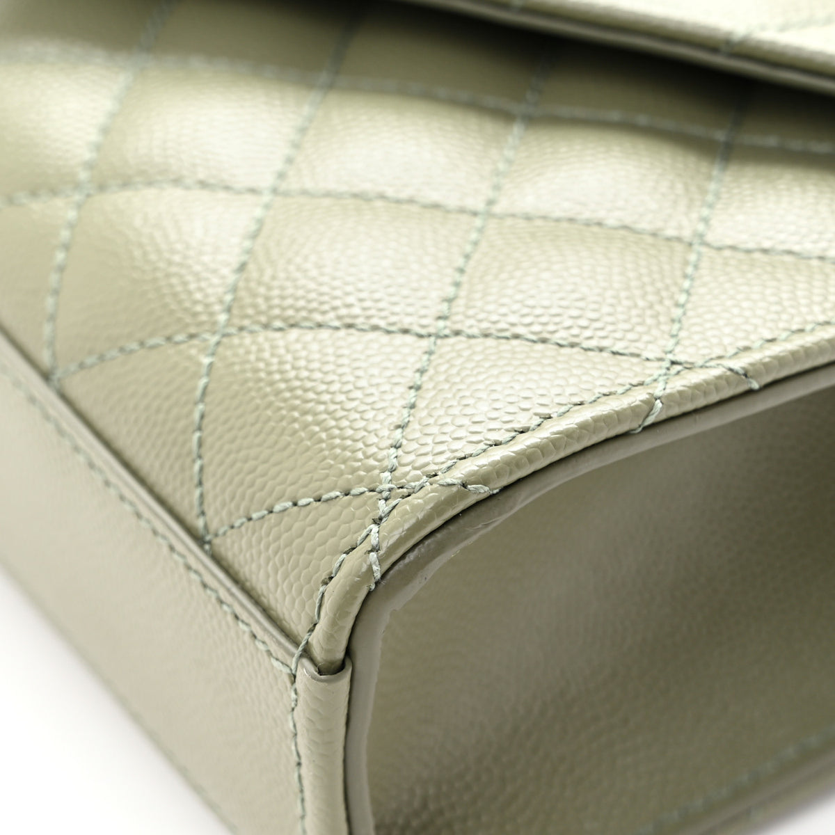 Grain De Poudre Textured Mixed Matelasse Triquilt Small Monogram Satchel  Light Sage