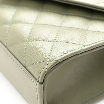 Saint Laurent Grain De Poudre Textured Mixed Matelasse Triquilt Small Monogram Satchel  Light Sage 10 of 10