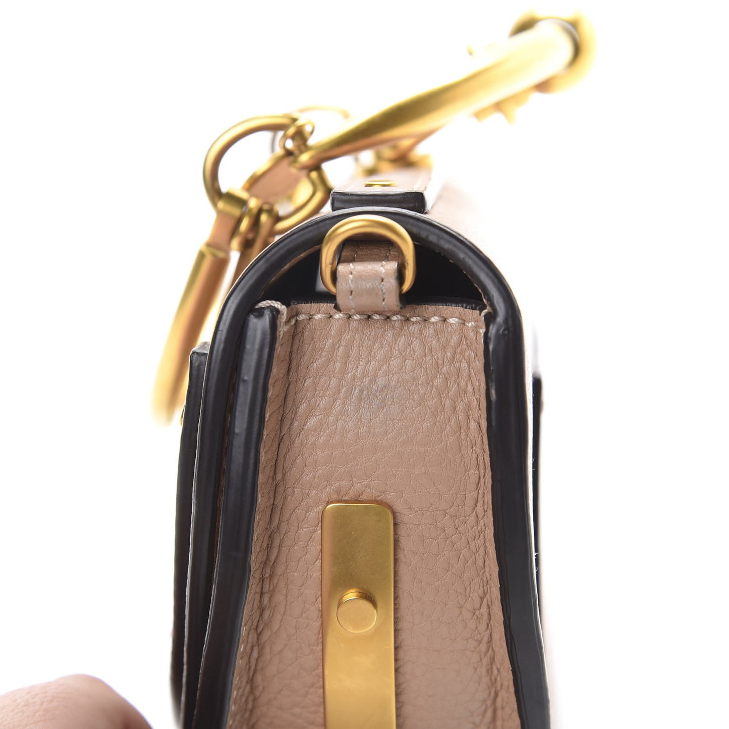 Calfskin Small Nile Bracelet Minaudiere Bag Biscotti Beige