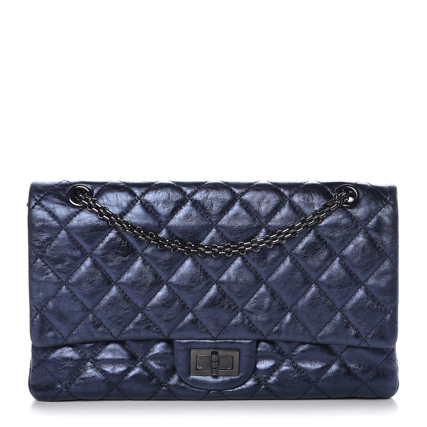 Metallic Aged Calfskin 2.55 Reissue Flap 227 Blue