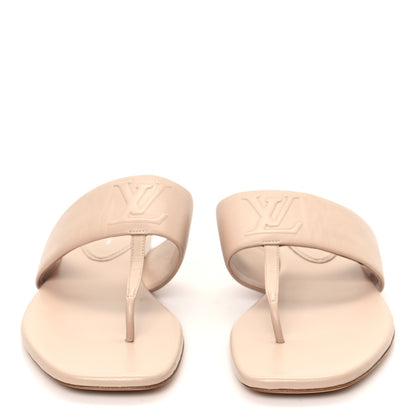 Louis Vuitton Lambskin Embossed Monogram Drapy Flat Thong Sandal 41 Beige 2 of 8