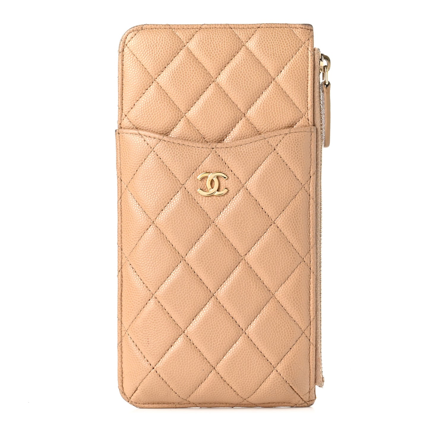 Caviar Quilted Classic iPhone Pouch Beige