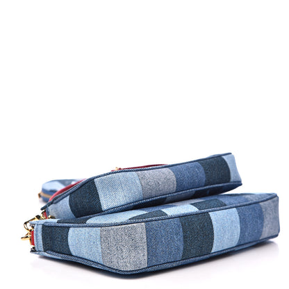 Louis Vuitton Denim Damier Monogram Patchwork Multi Pochette Accessories Blue Rouge 4 of 9