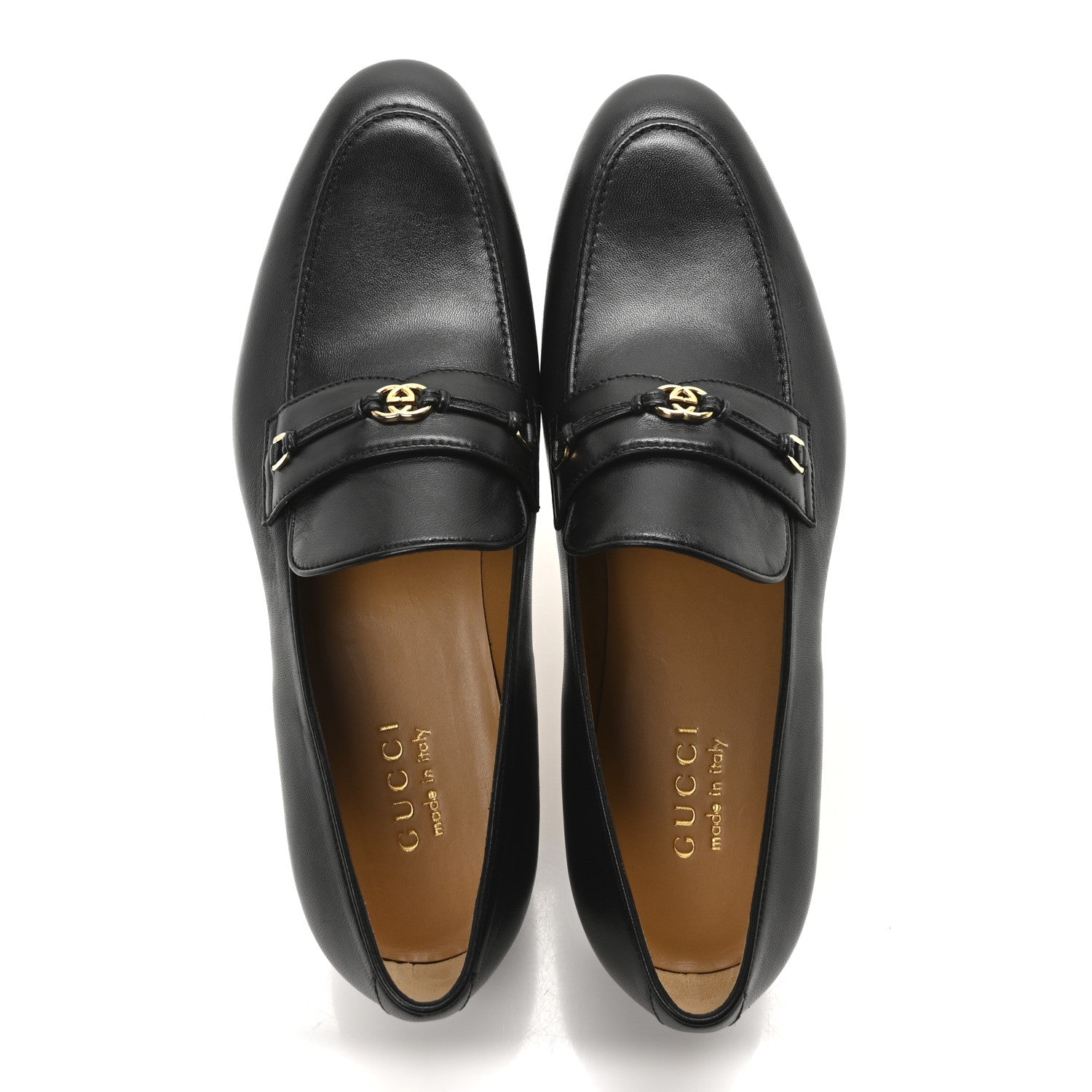 Gucci Lambskin Mens Interlocking G Loafers 10 Black 2 of 9