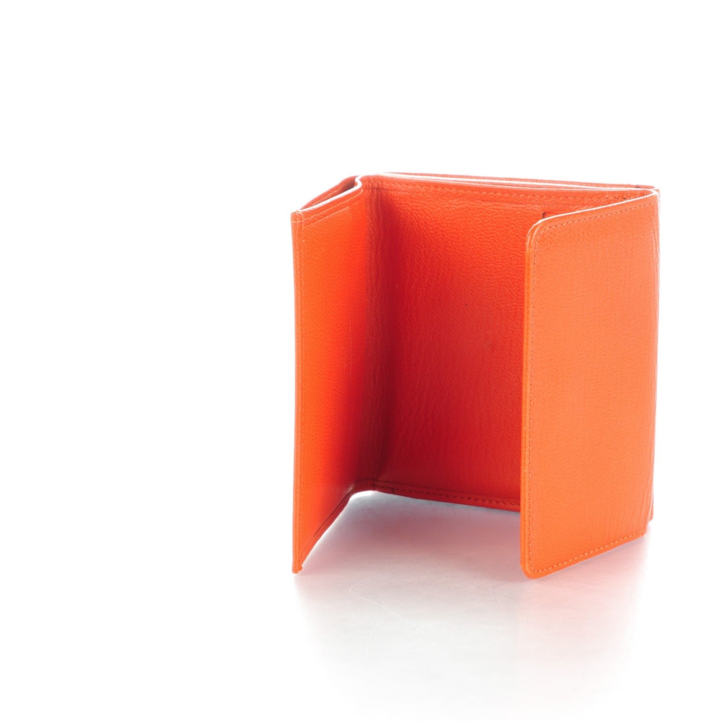 Goatskin Compact CC Flap Wallet Orange