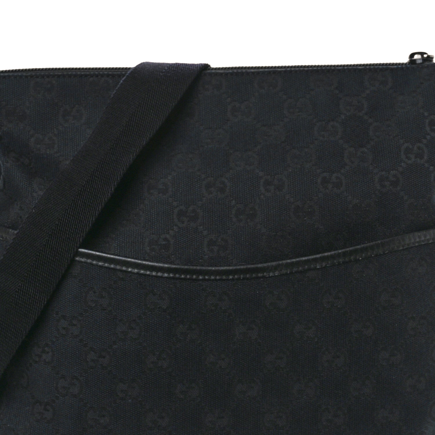 Gucci Monogram Calfskin Perforated Medium Flat Messenger Bag Black 8 of 13