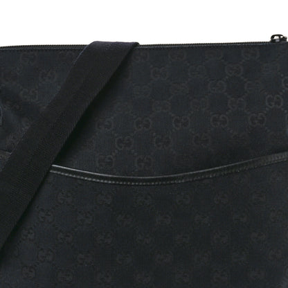 Gucci Monogram Calfskin Perforated Medium Flat Messenger Bag Black 8 of 13