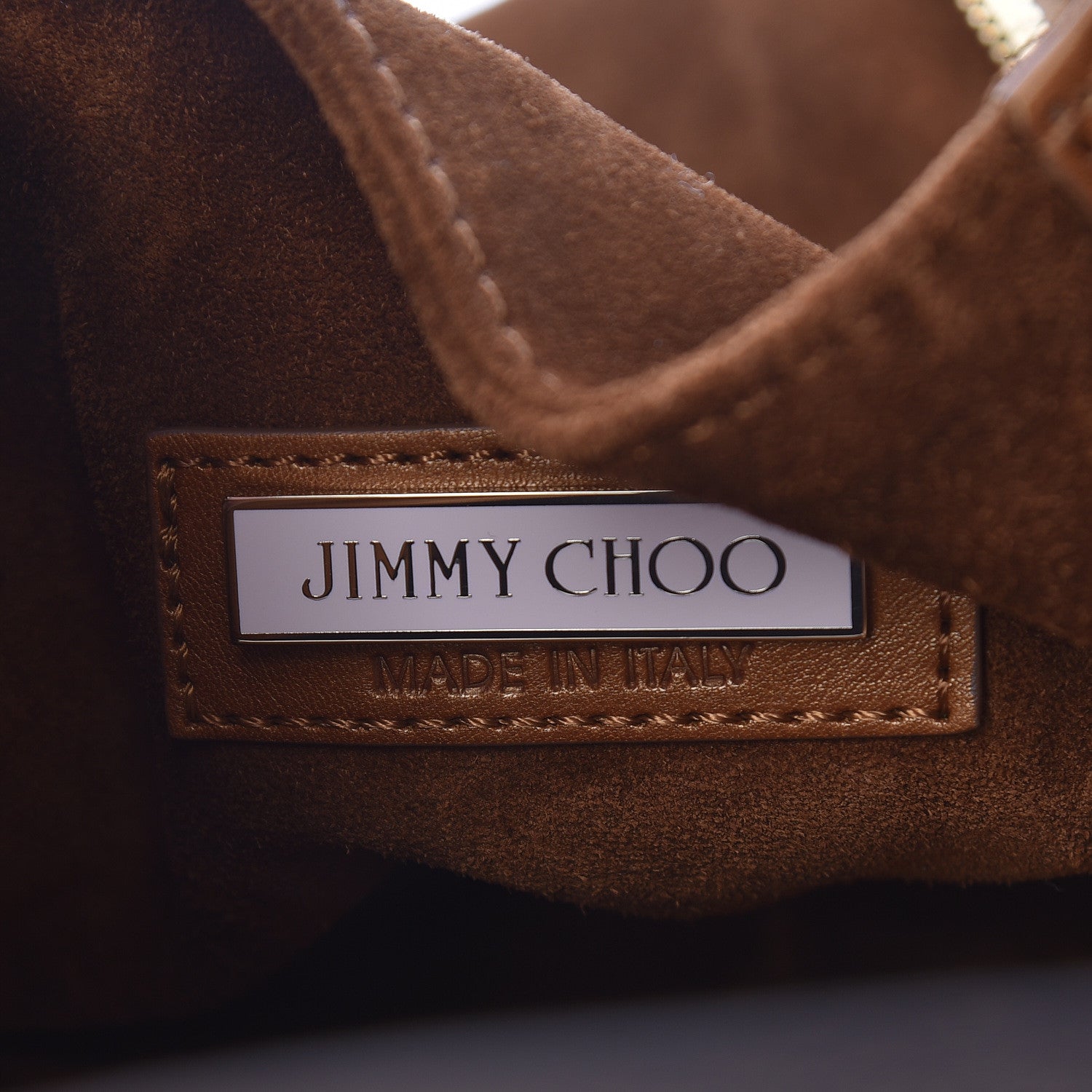 Jimmy Choo Calfskin Suede Mandah Shoulder Bag Brown 8 of 13