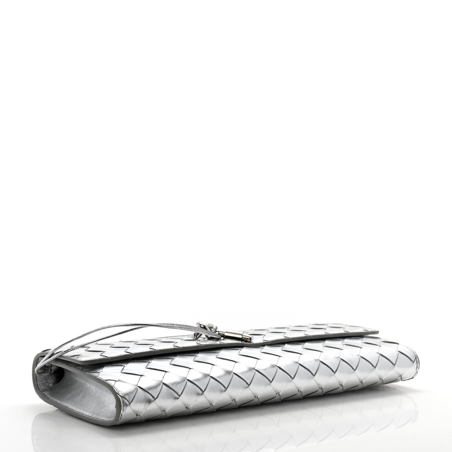 Bottega Veneta Metallic Nappa Intrecciato Long Andiamo Top Handle Silver 4 of 9