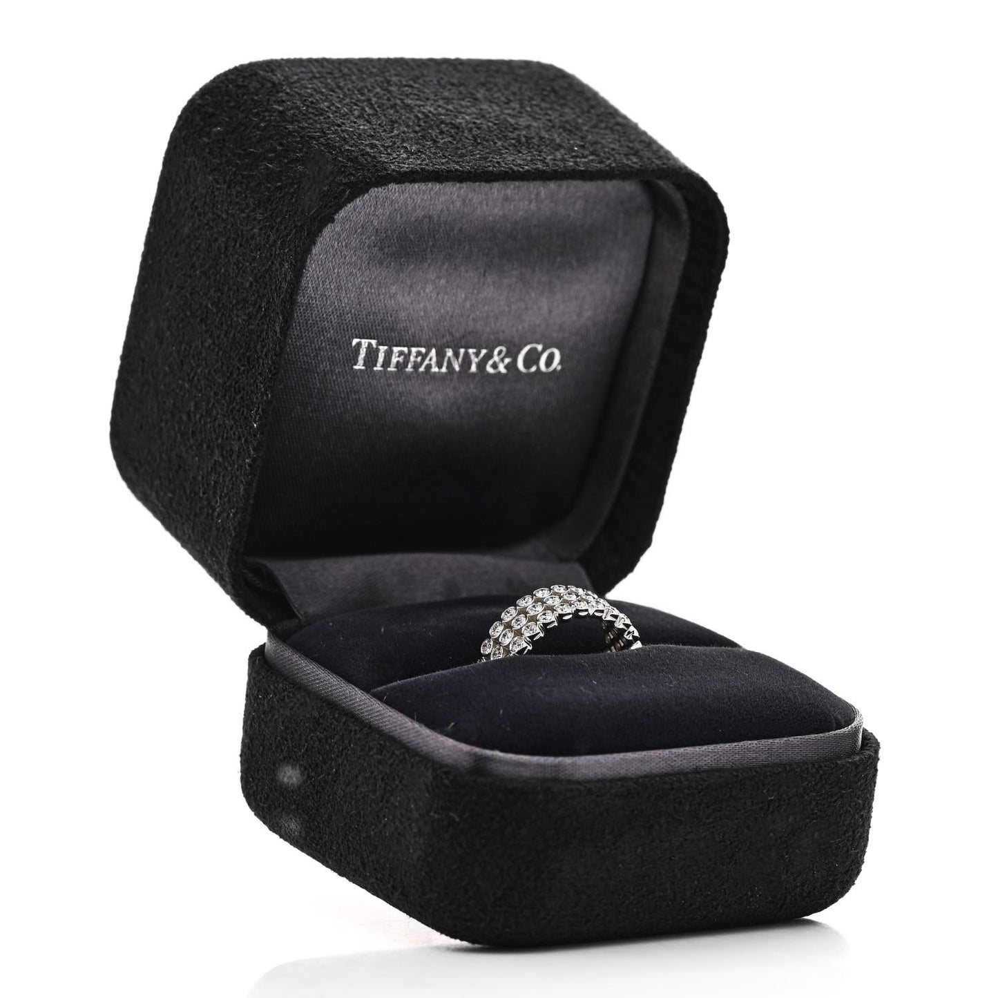 Platinum Diamond Jazz Three-Row Band Ring 49 4.75
