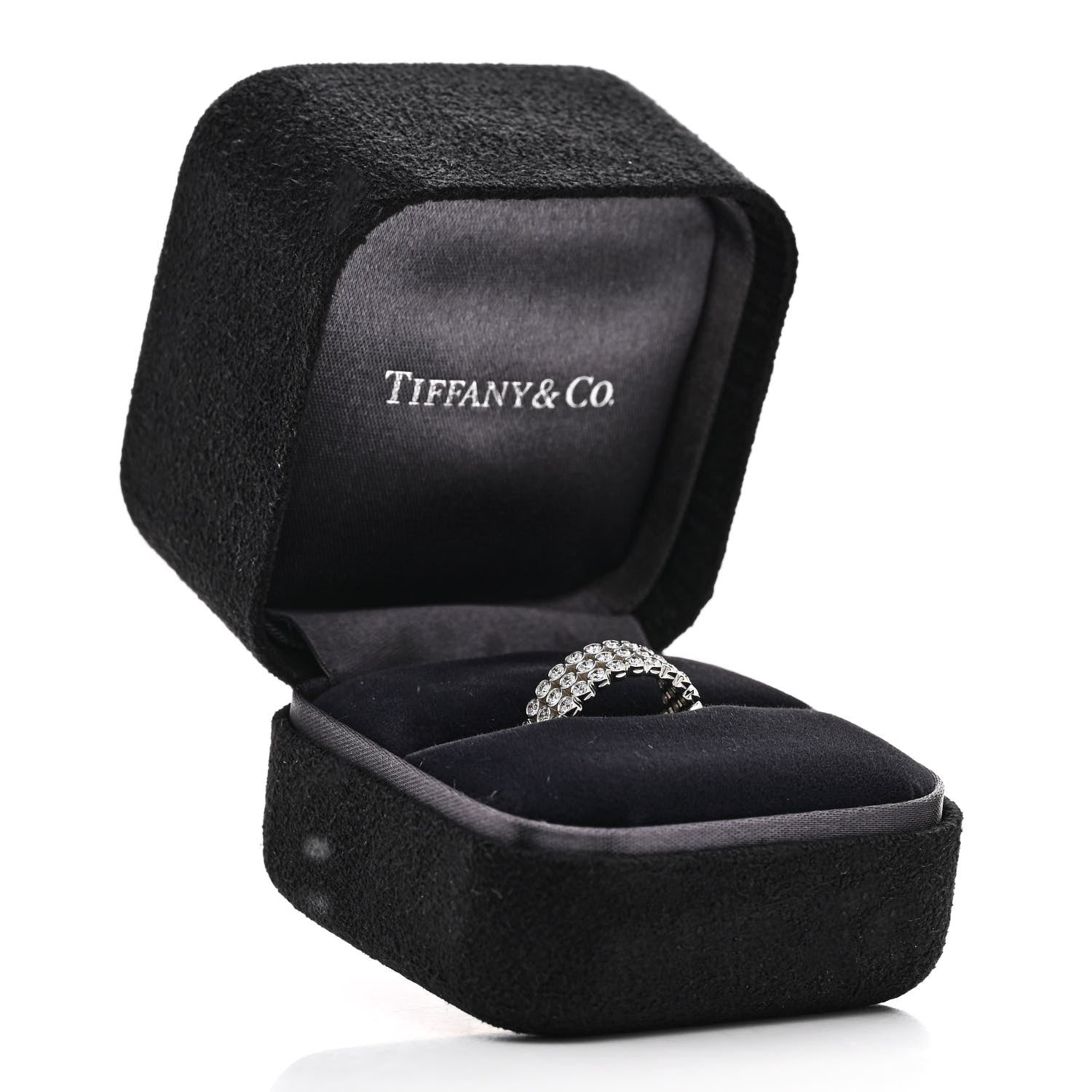 Tiffany Platinum Diamond Jazz Three-Row Band Ring 49 4.75 5 of 5