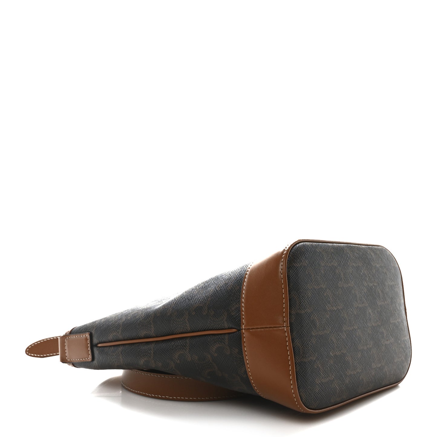 Triomphe Canvas Calfskin Small Bucket Bag Tan