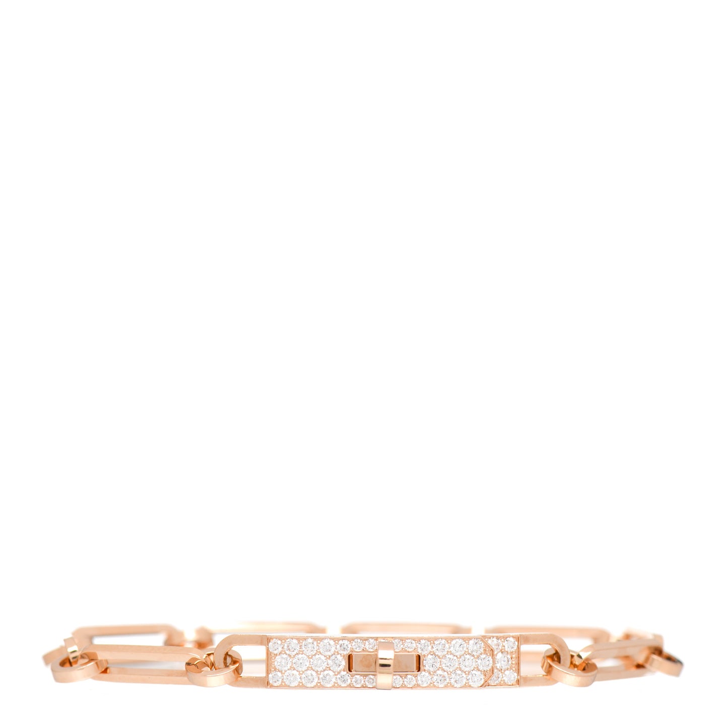 18K Rose Gold Diamond Pave PM Kelly Chaine Bracelet SH
