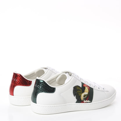 Gucci Calfskin Ayers Web Rooster Embroidered New Ace Sneakers 36 White 4 of 7