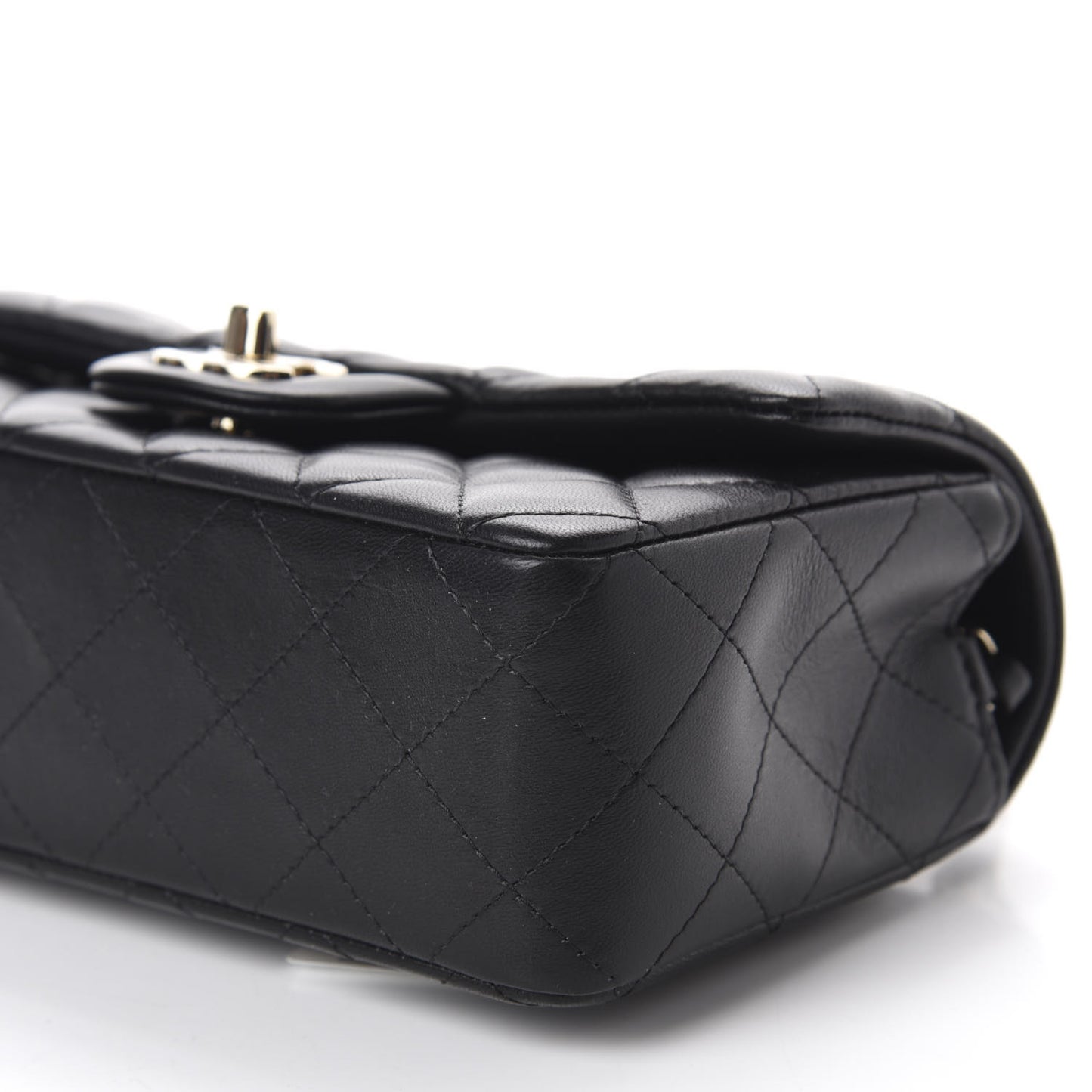 Lambskin Quilted Mini Rectangular Flap Black